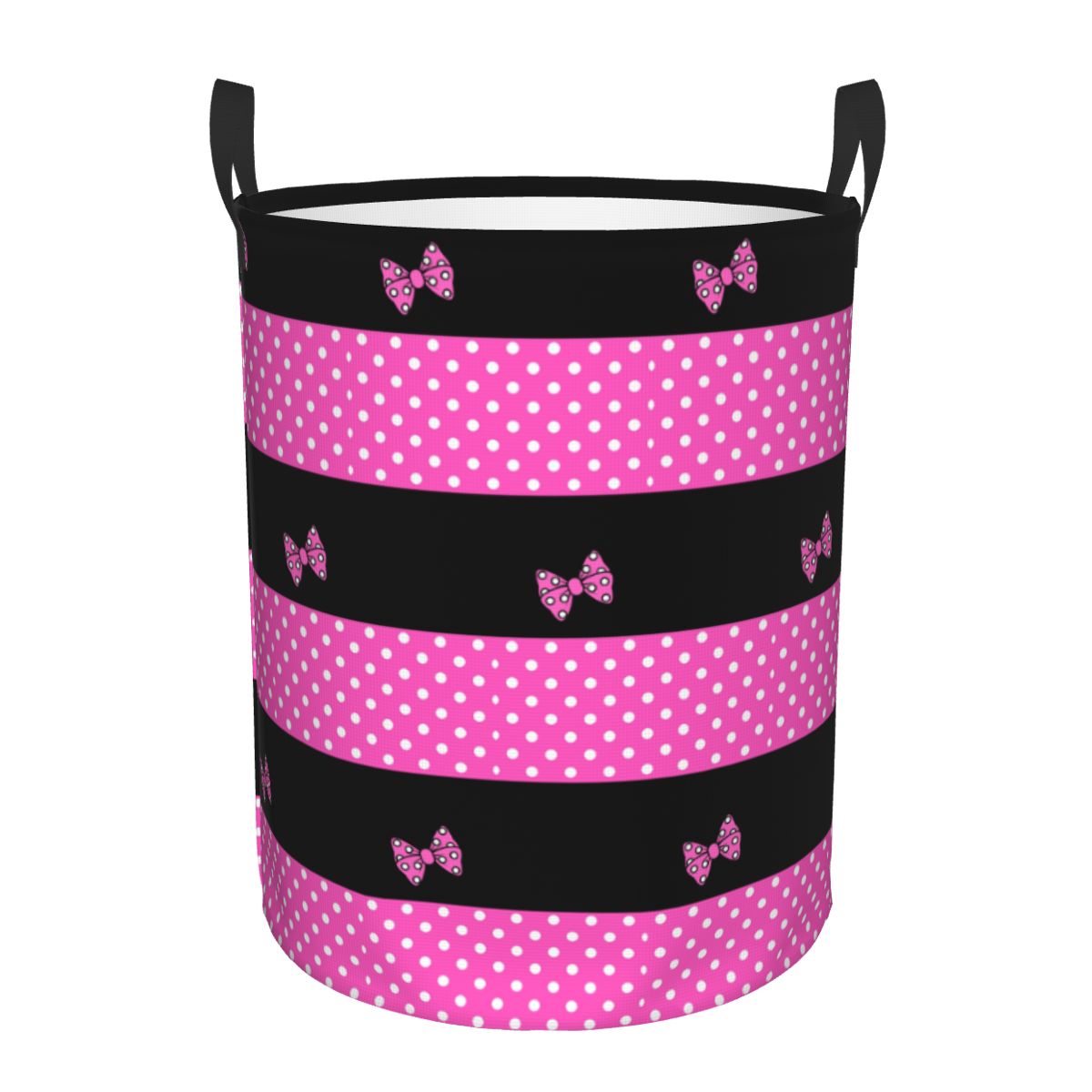 Baby Nursery Things - Cestino portabiancheria personalizzato Minnie Polkadots rosa