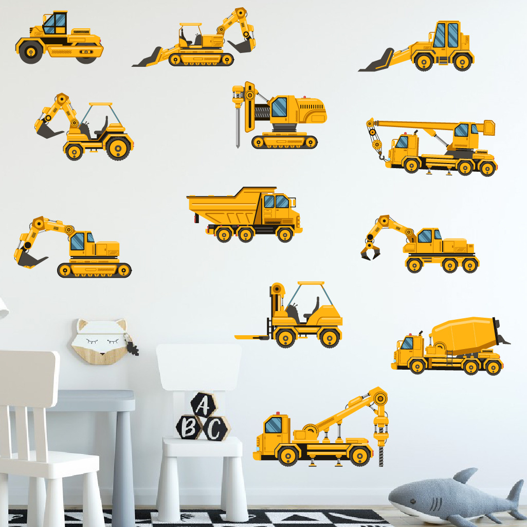 Baby Nursery Things - Cartoon Escavatore Ingegneria Adesivo da parete