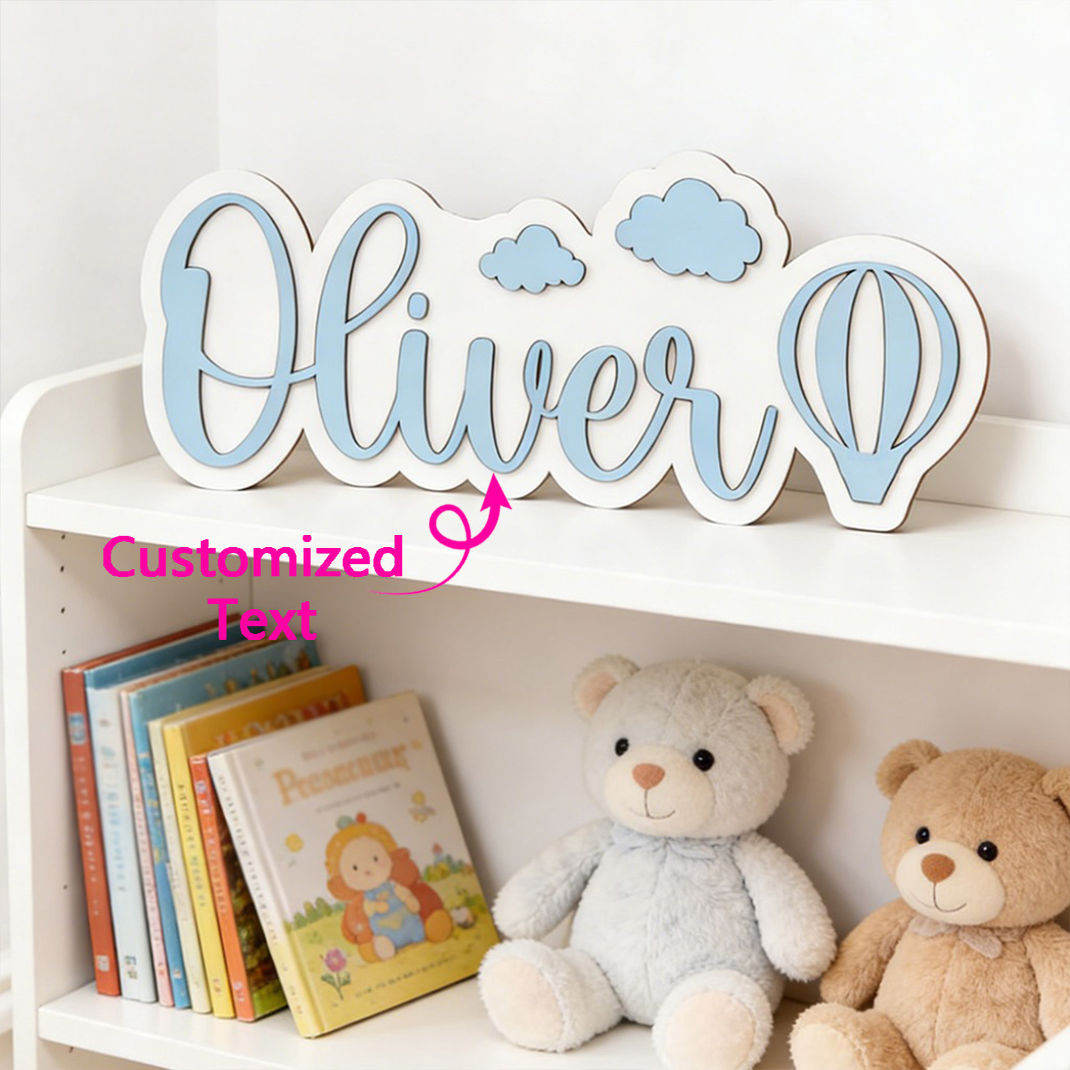 Baby Nursery Usa - Insegna Personalizzata per Cameretta con Mongolfiera