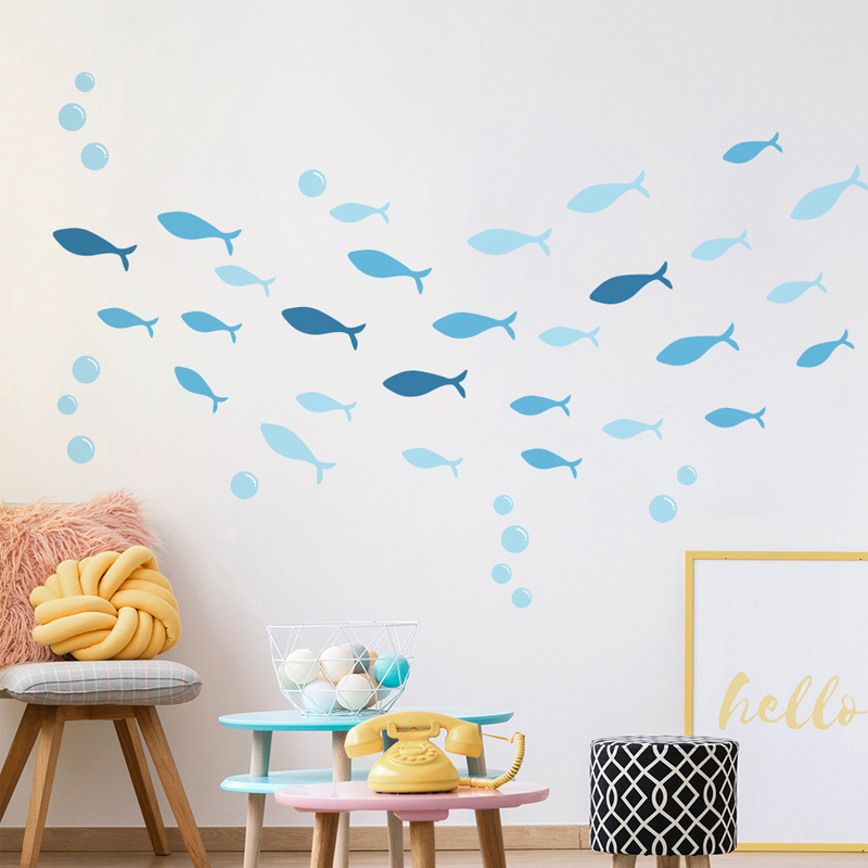 Baby Nursery Furniture Sets - 42 pz/set Pesce Blu Adesivo Da