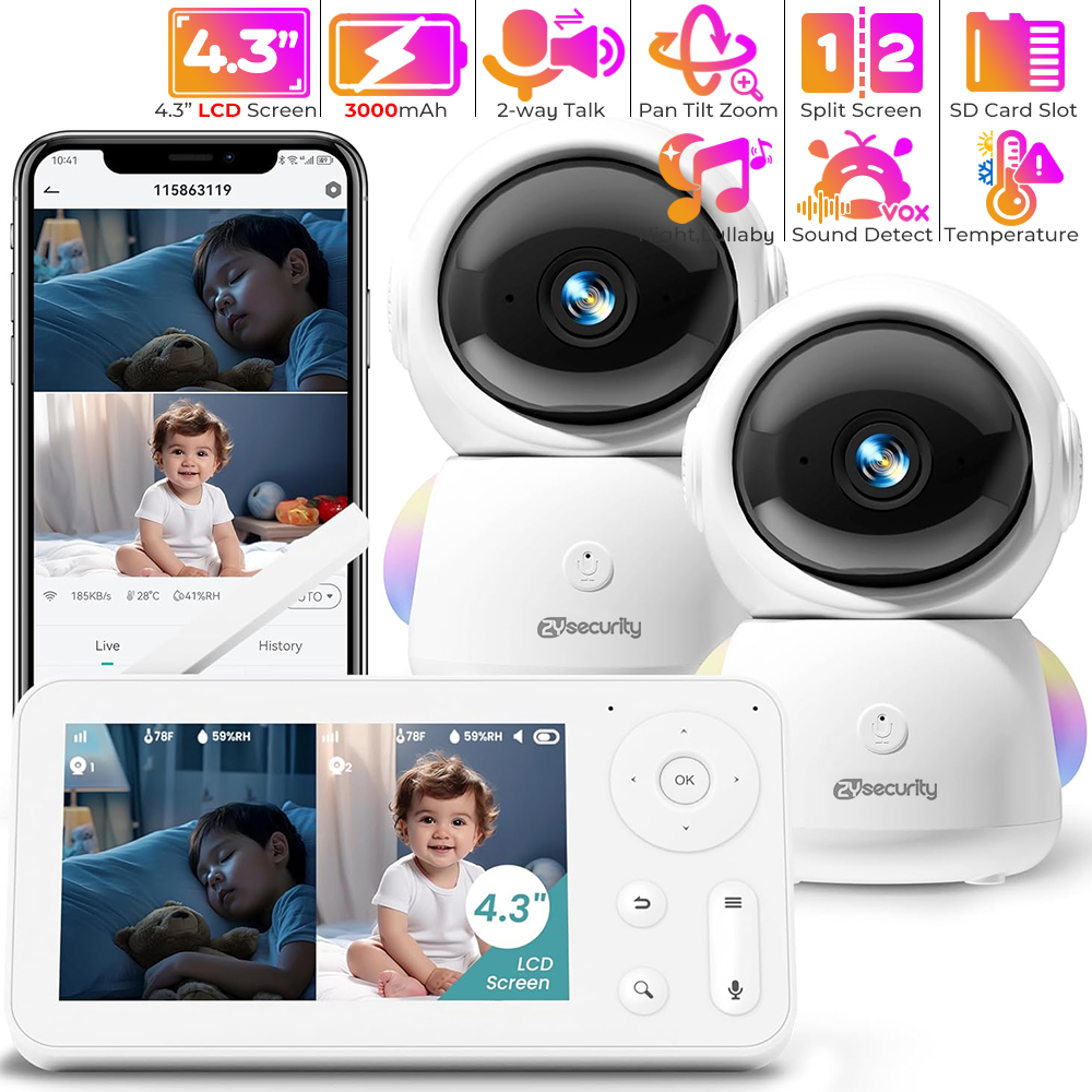 Baby Nursery Light - Baby monitor 2K con 2 telecamere