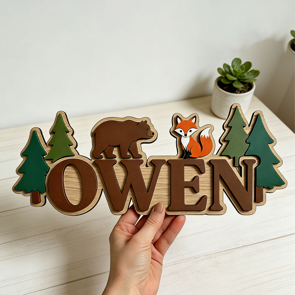 Targa Personalizzata in Legno  - Baby Nursery Forest Theme recensione e prezzo
