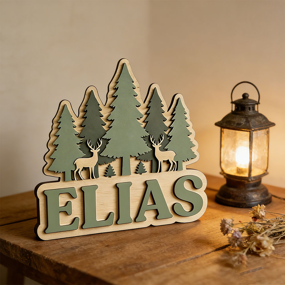 Insegna in Legno Personalizzat - Baby Nursery Forest Theme recensione e prezzo